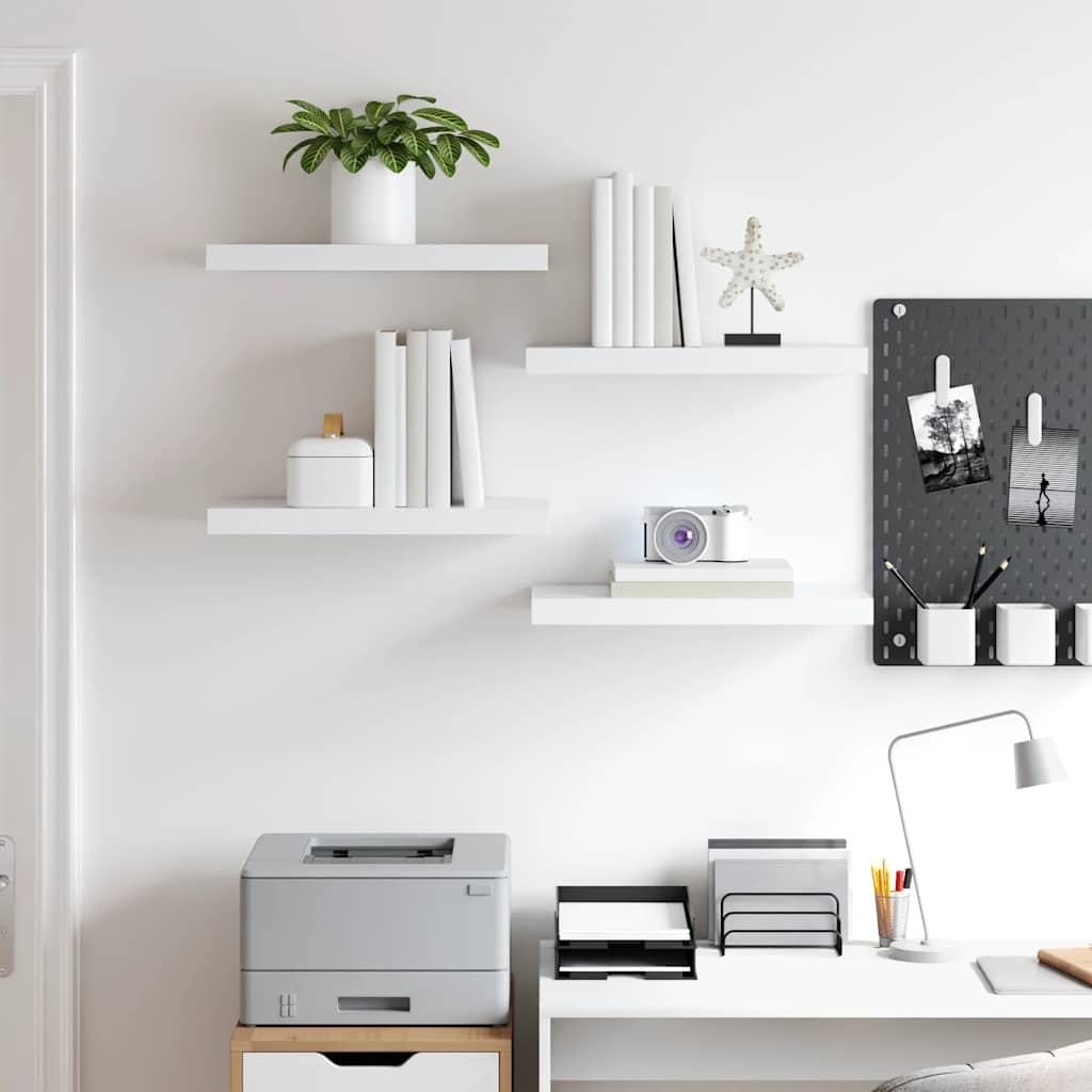 Prateleiras de parede suspensas 4 pcs 50x23,5x3,8cm MDF branco