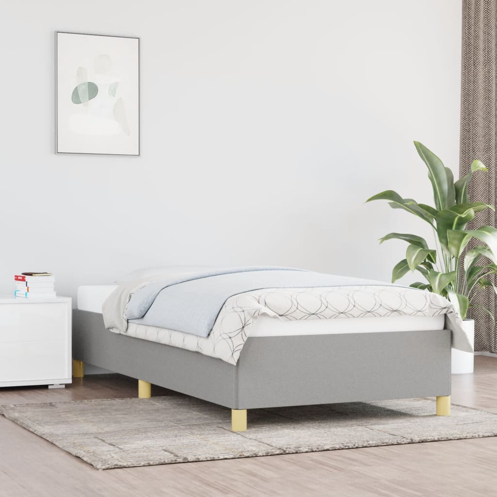 Estrutura de cama sem colchão 80x200 cm tecido cinzento-claro