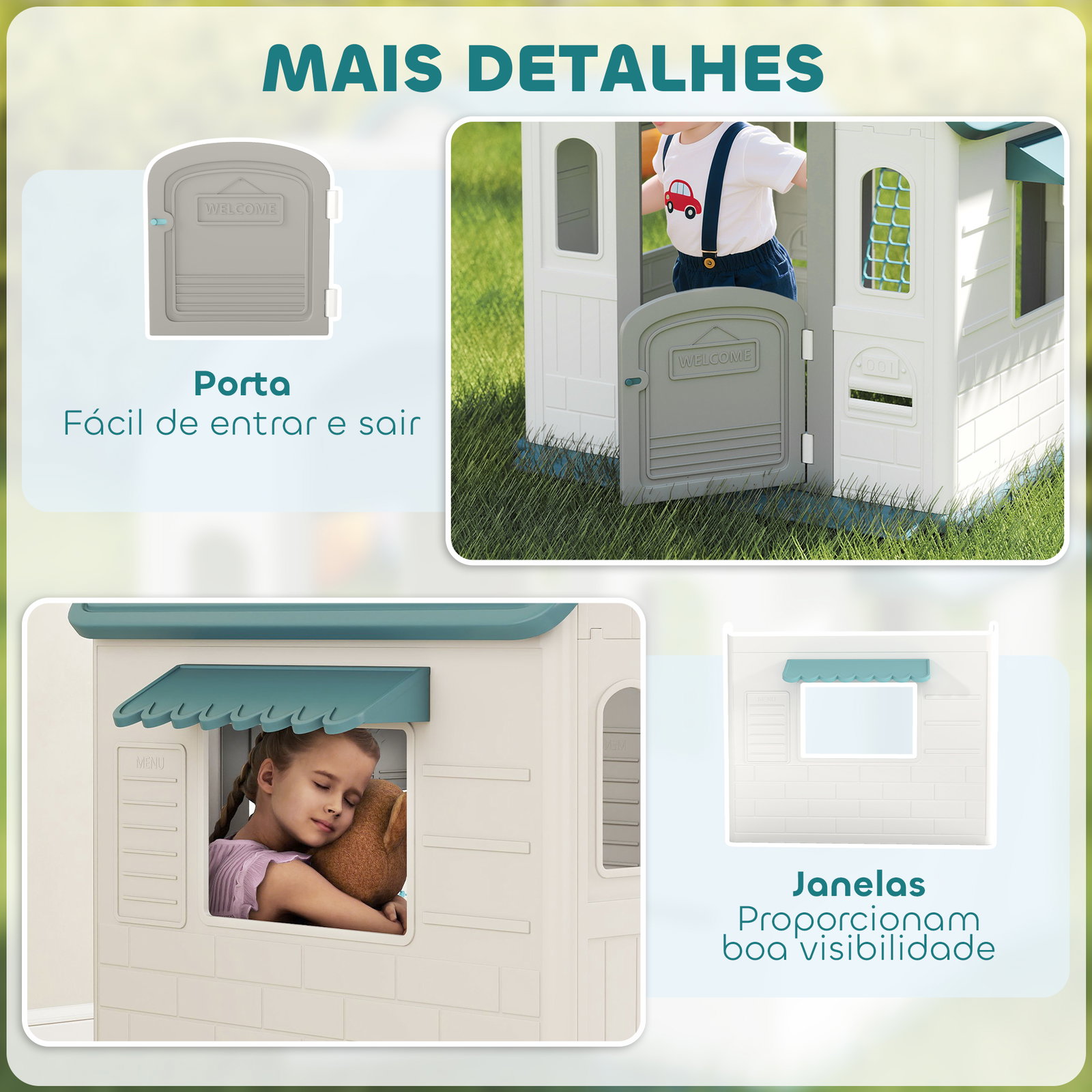 Casa de brincar para crianças 5 em 1 casa de jardim com lançamento de anéis basquetebol futebol dardos 132x118x124 cm b
