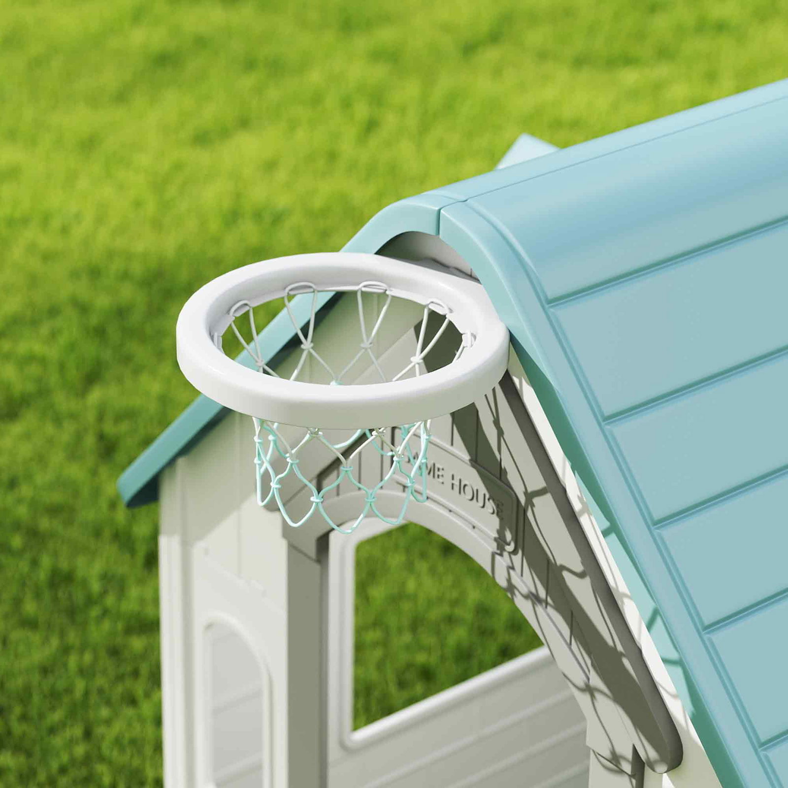 Casa de brincar para crianças 5 em 1 casa de jardim com lançamento de anéis basquetebol futebol dardos 132x118x124 cm b