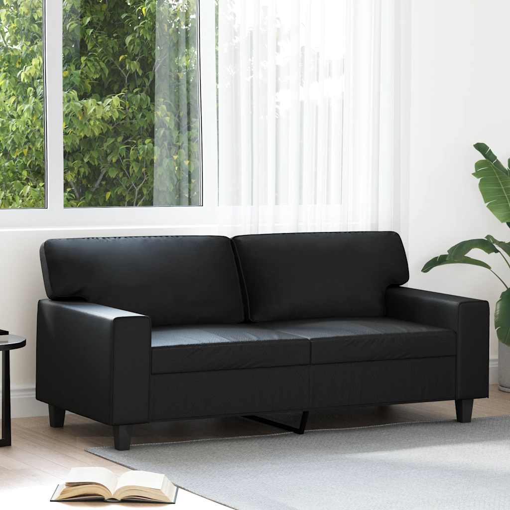 Sofá de 2 lugares 140 cm couro artificial preto
