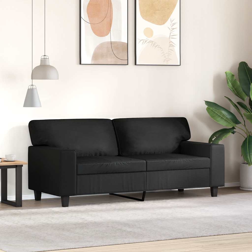 Sofá de 2 lugares 140 cm couro artificial preto
