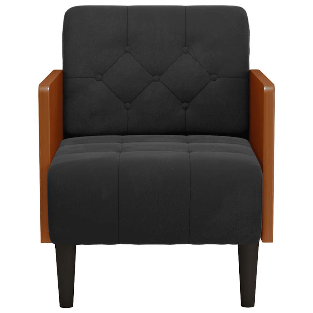 Poltrona com apoio de braços 55 cm veludo preto