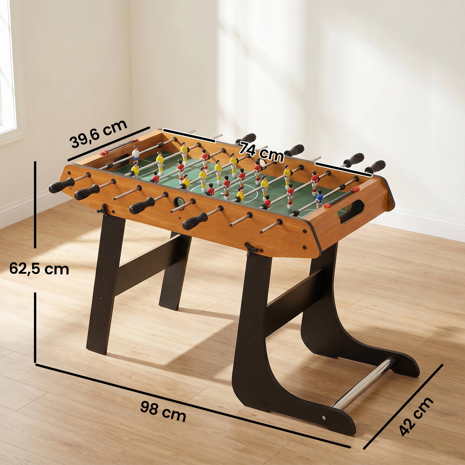 Mesa de Matraquilho Dobrável Matraquilho com 22 Jogadores e 2 Placares para Crianças e Adultos 98x42x62,5 cm Madeira e Preto