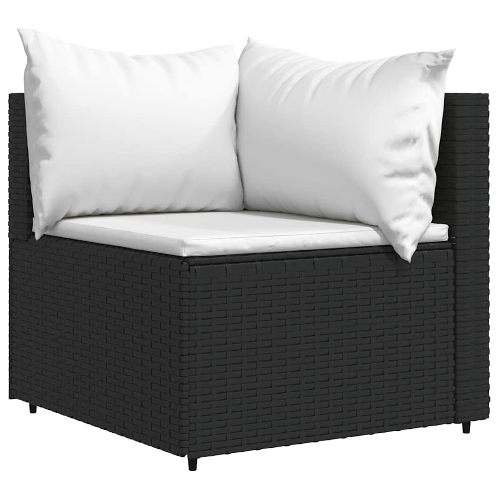 4 Pcs conjunto lounge de jardim c/ almofadões vime PE preto