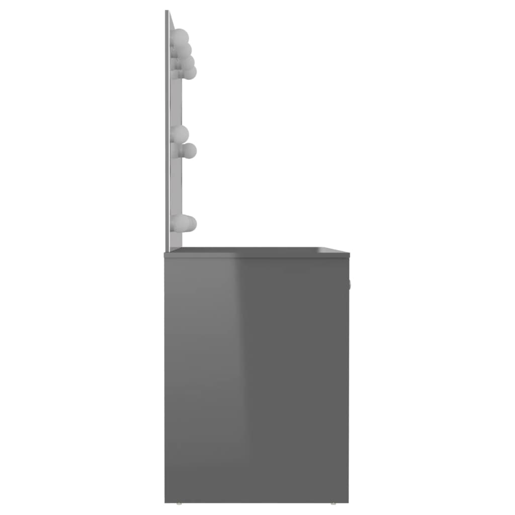Mesa de maquilhagem c/ leds 110x55x145 cm MDF cinza brilhante