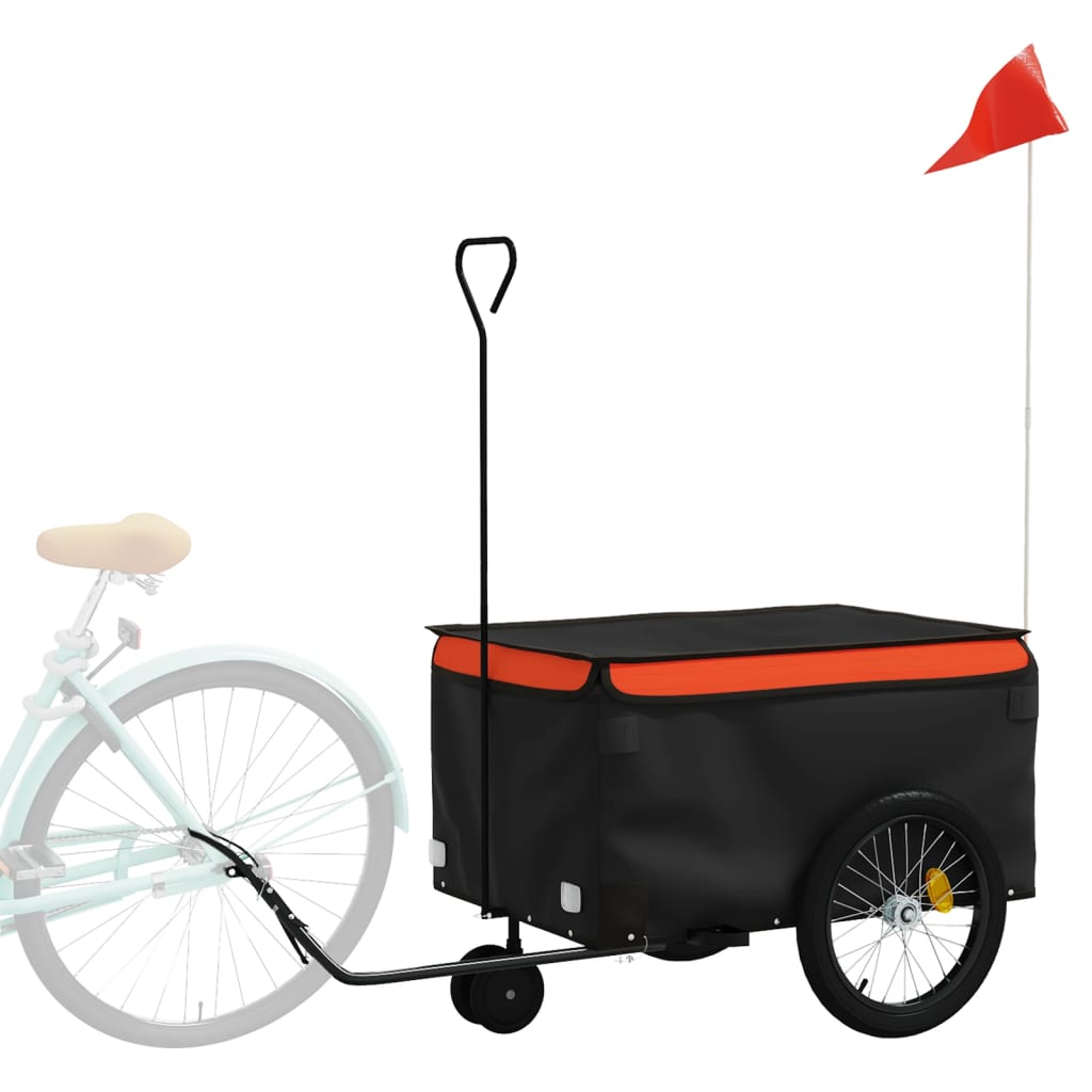 Reboque para bicicleta 30 kg ferro preto e laranja
