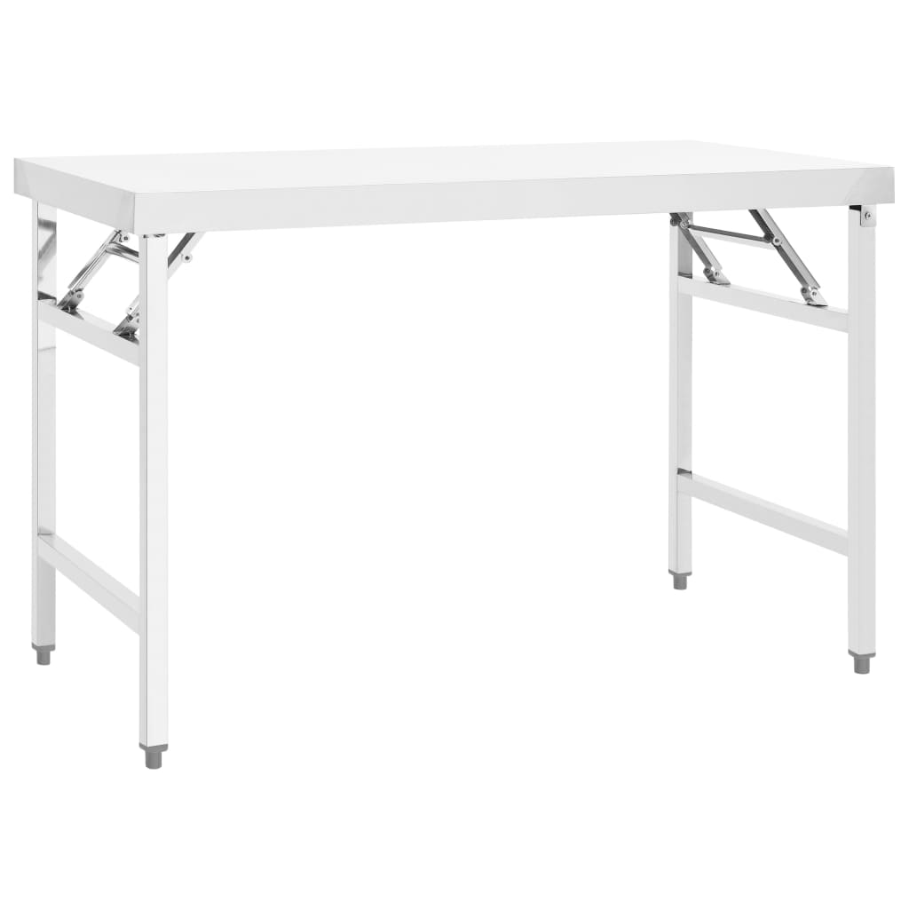 Mesa de trabalho de cozinha dobrável 120x60x80cm aço inoxidável