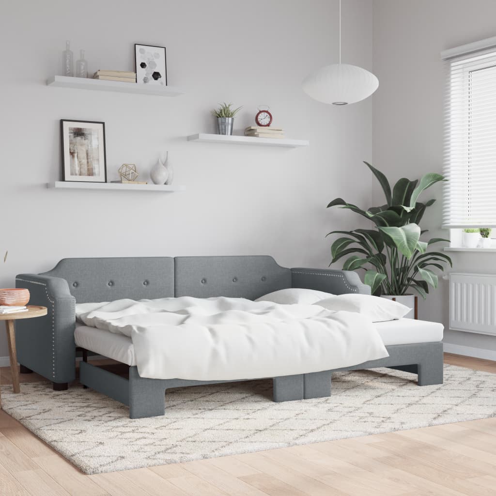 Sofá-cama com gavetão 100x190 cm tecido cinzento-claro