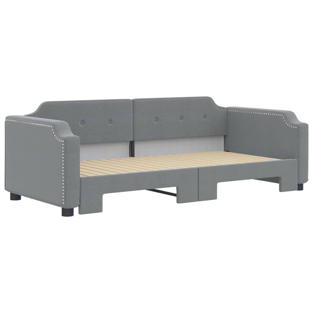 Sofá-cama com gavetão 100x190 cm tecido cinzento-claro