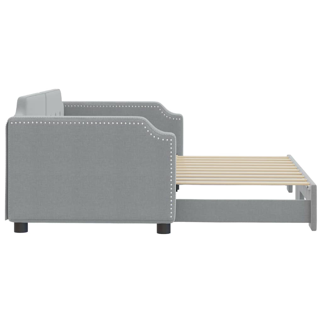Sofá-cama com gavetão 100x190 cm tecido cinzento-claro