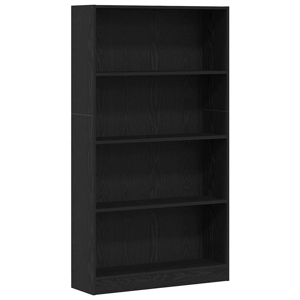 Estante de 4 prateleiras em carvalho preto, 80x24x143 cm, madeira engenheirada