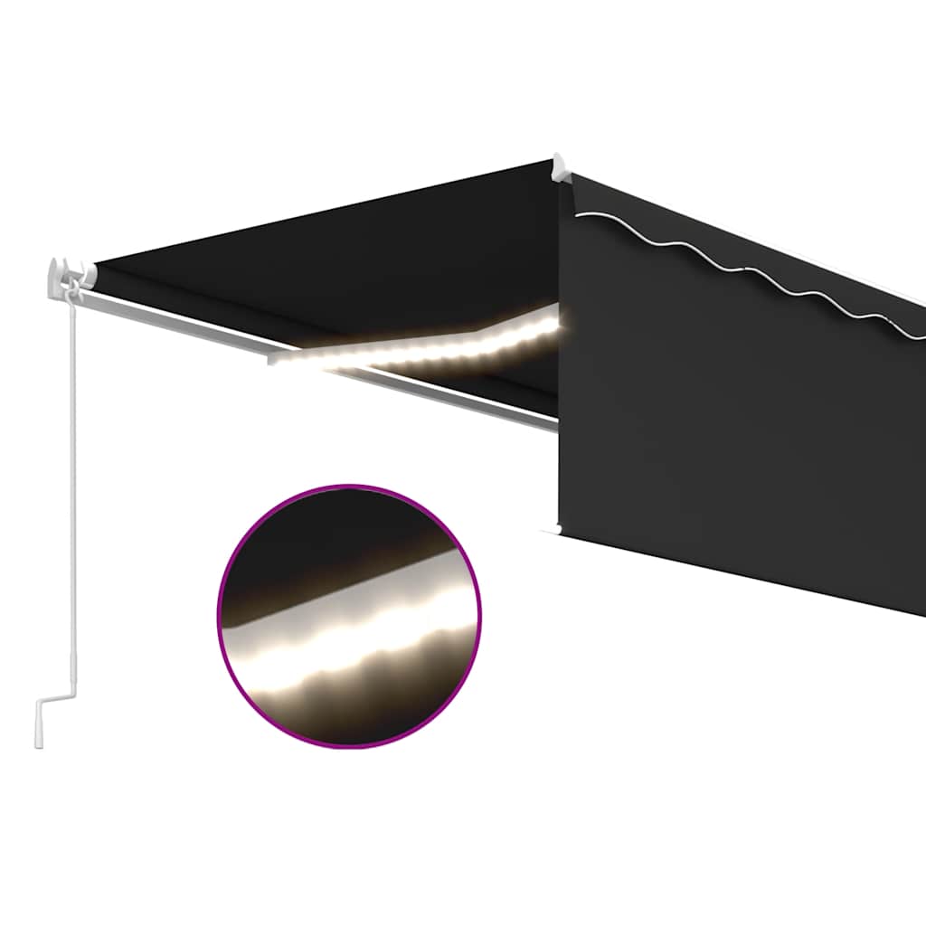 Toldo retrátil manual com estore/LED 5x3 m antracite