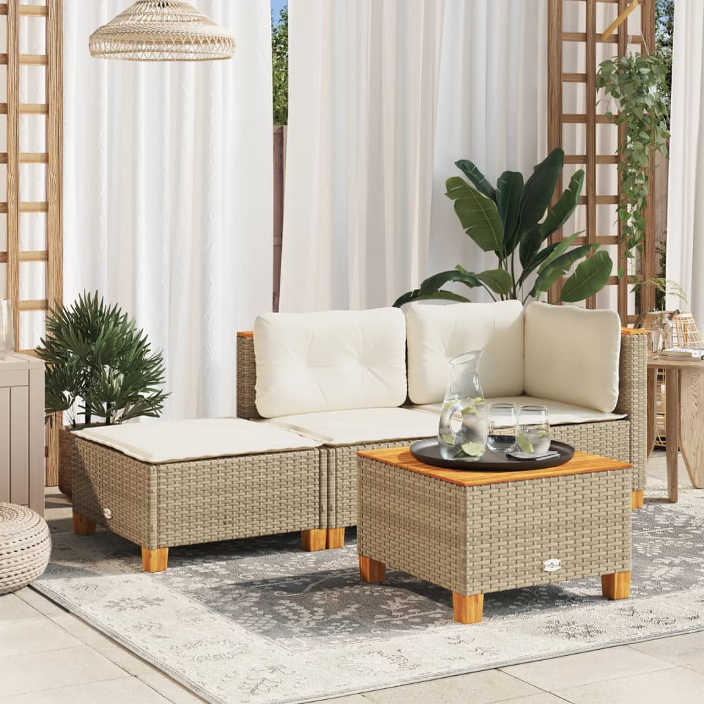Banco de jardim com almofada 63,5x56x32 cm vime PE bege