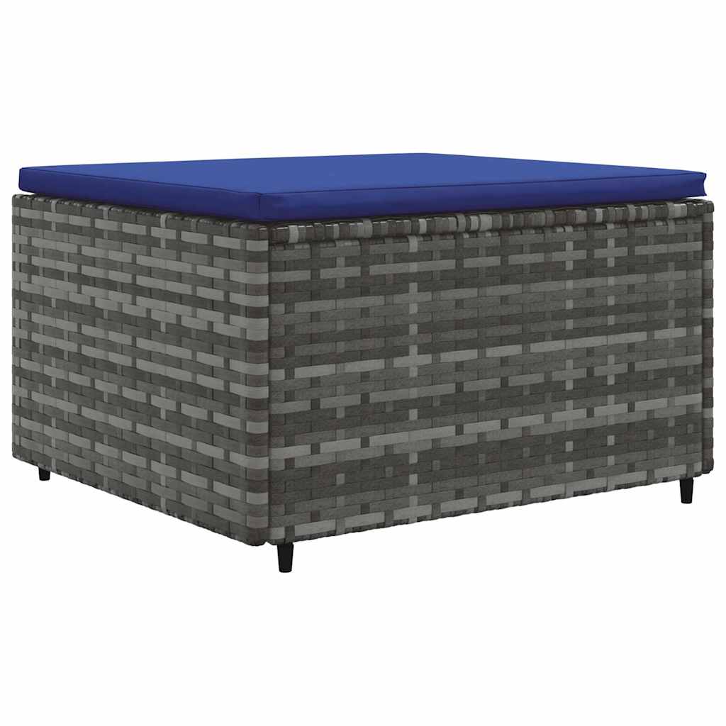5 Pcs conjunto lounge de jardim c/ almofadões vime PE cinzento
