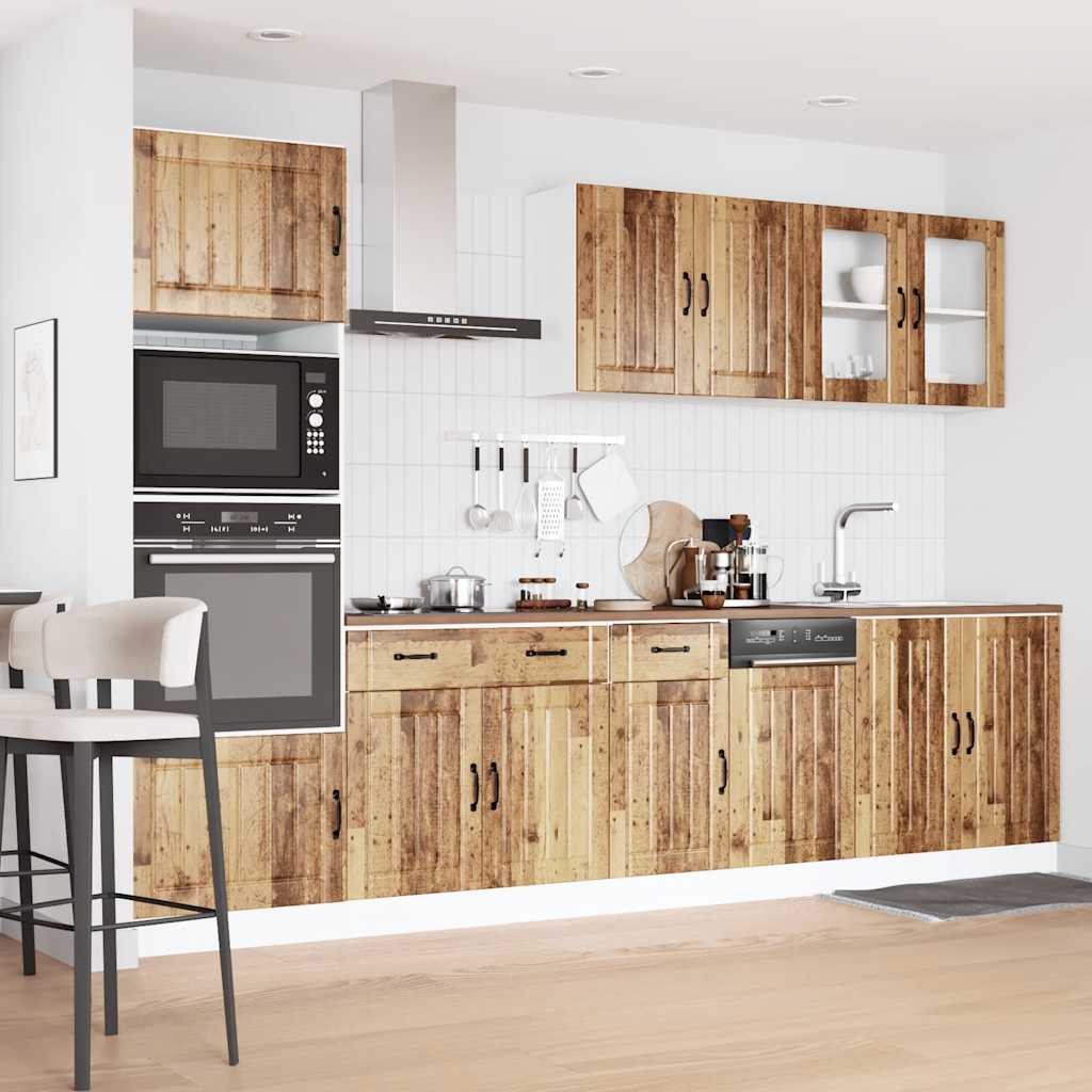 7 Peças armário de cozinha conjunto kalmar madeira velha
