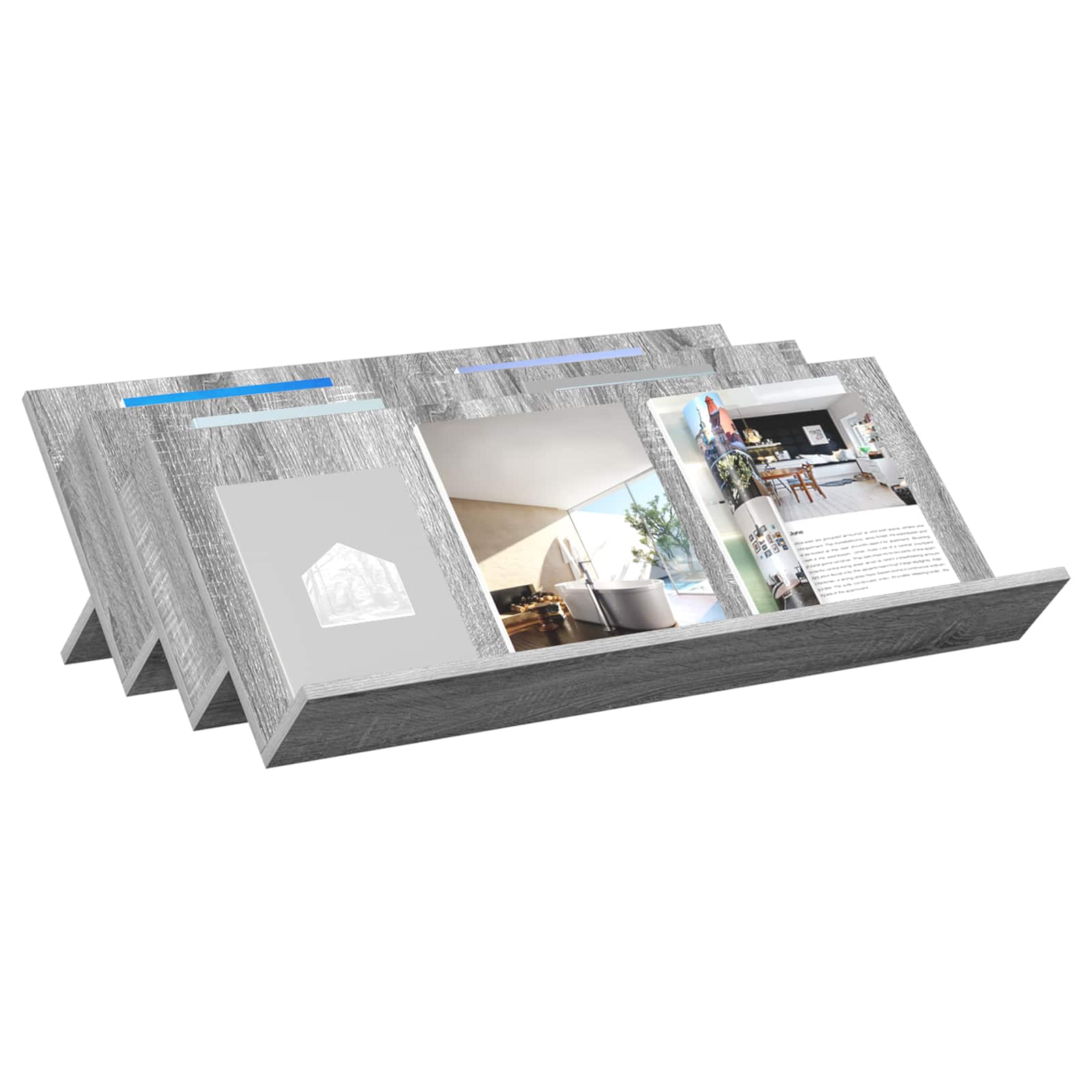 Estante de revistas cinza sonoma 90 x 53 x 28,5 cm