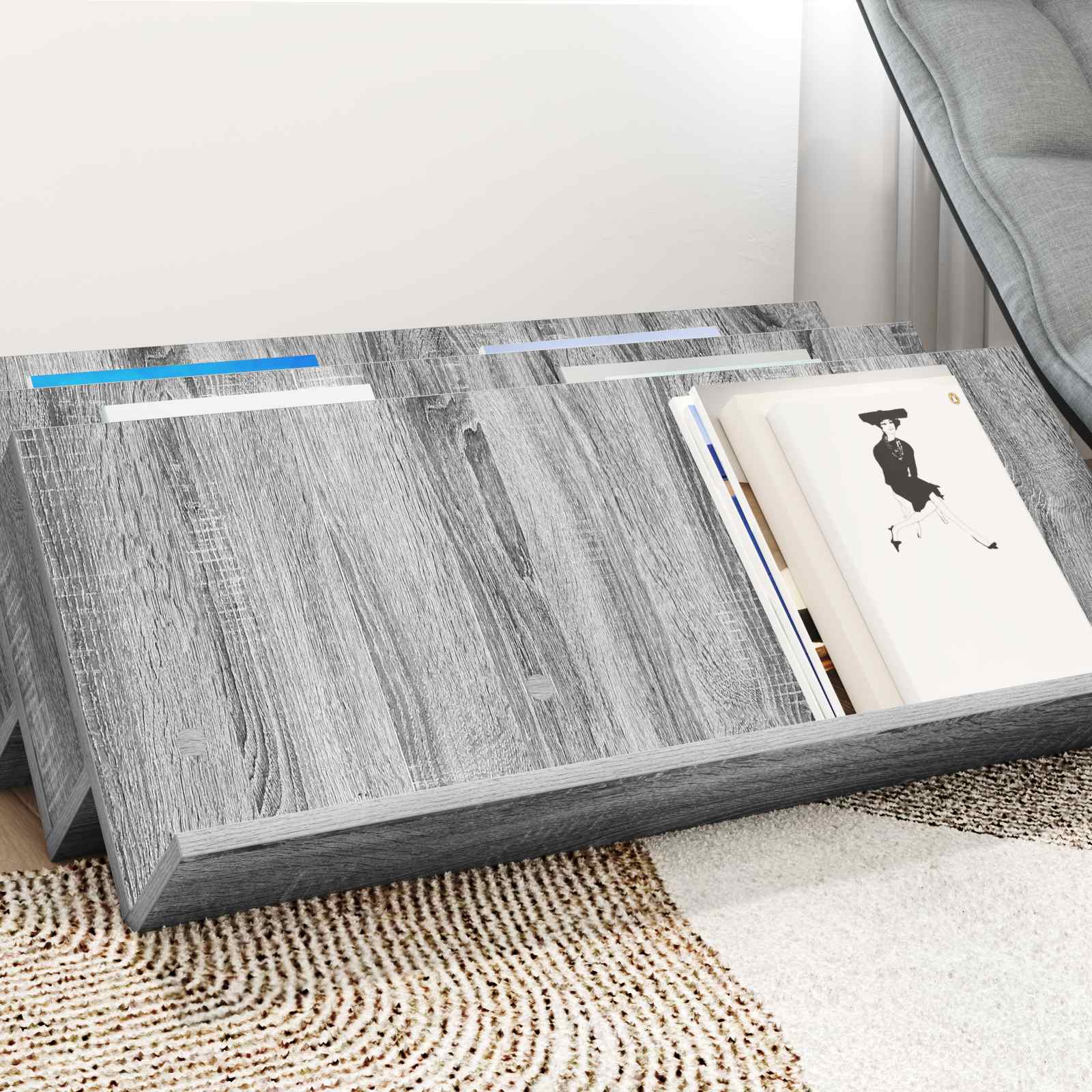 Estante de revistas cinza sonoma 90 x 53 x 28,5 cm