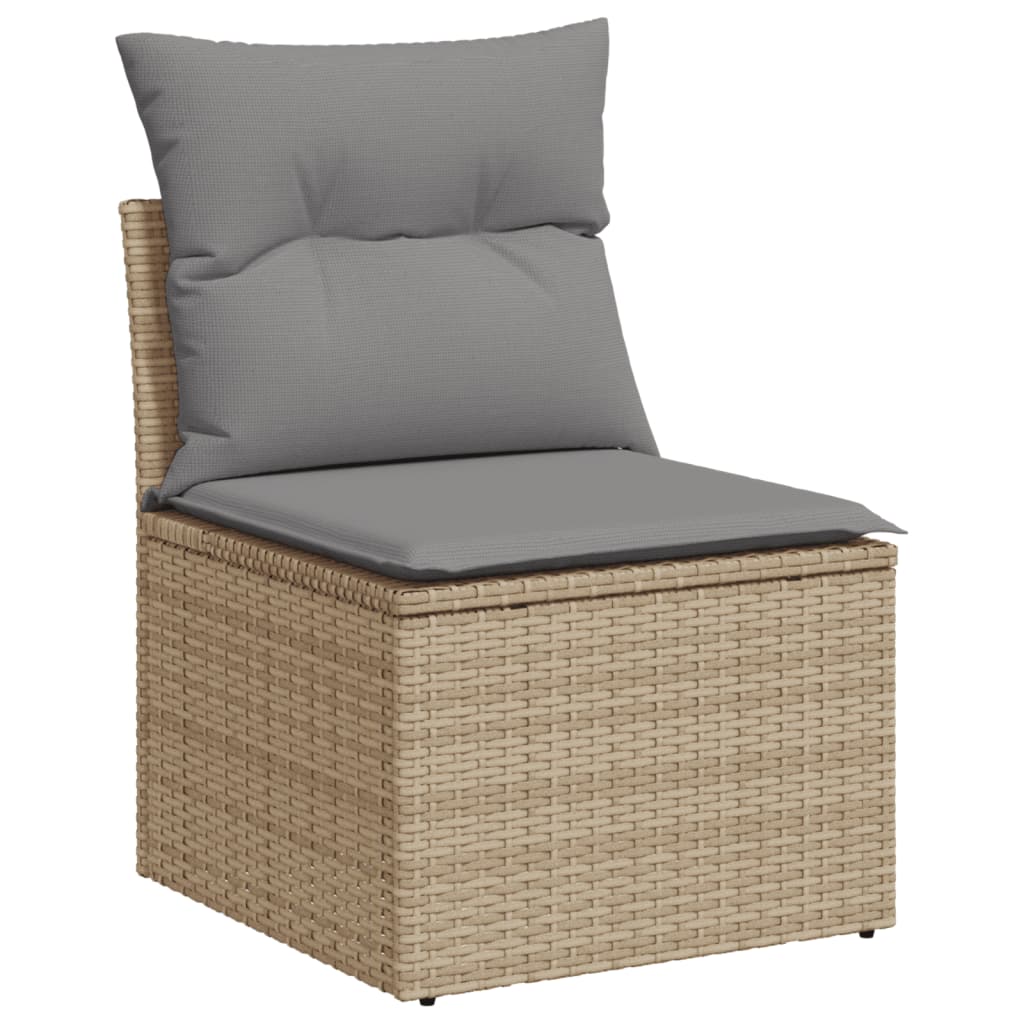 9 Pcs conjunto de sofás p/ jardim com almofadões vime PE bege