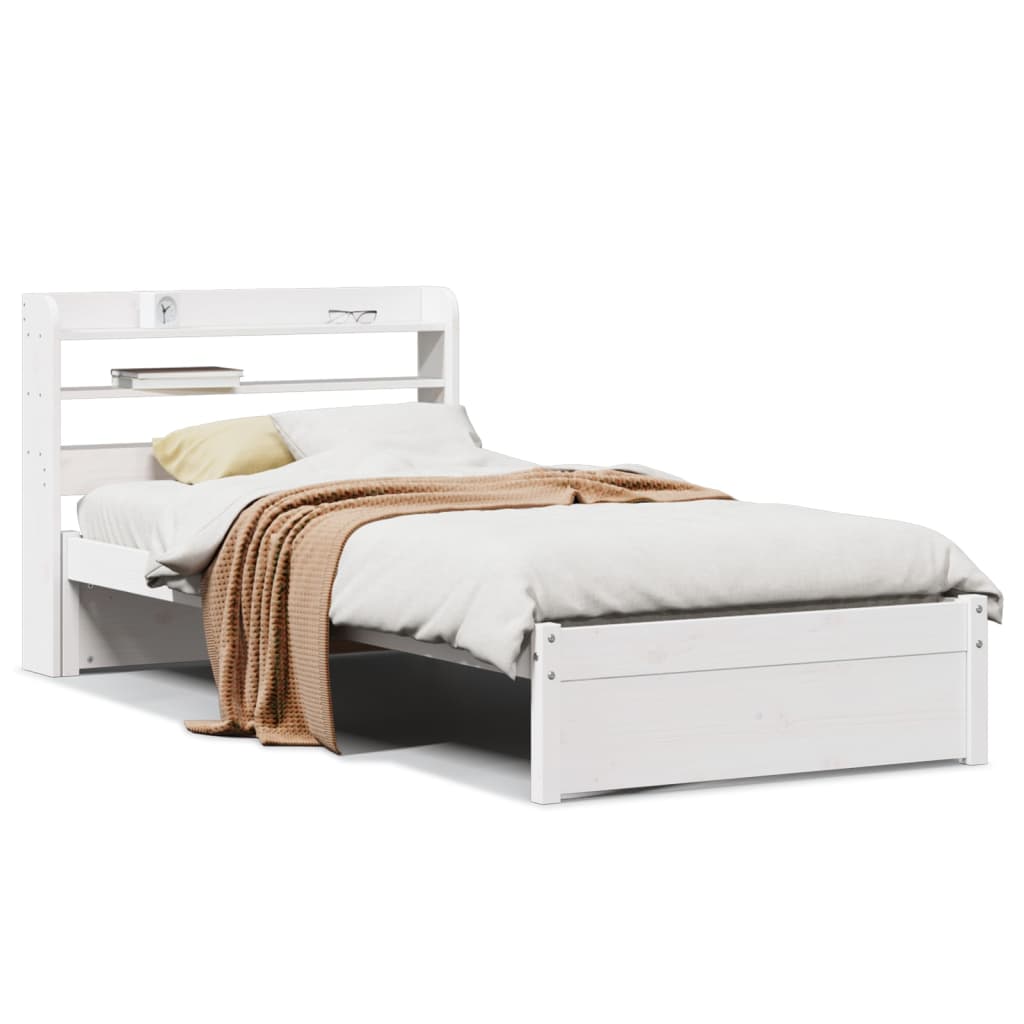 Estrutura cama c/ cabeceira 75x190 cm pinho maciço