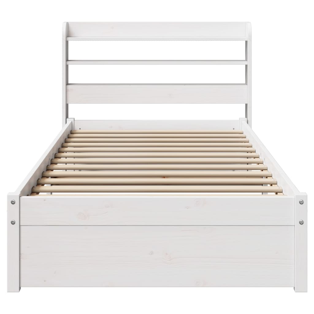 Estrutura cama c/ cabeceira 75x190 cm pinho maciço