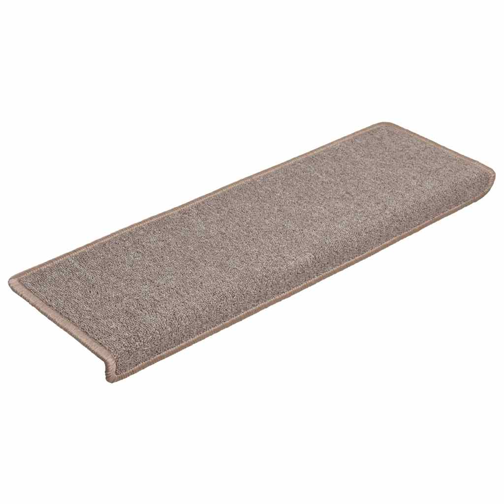 Tapetes de escada 30 peças 65x21x4 cm marrom claro com borda retangular