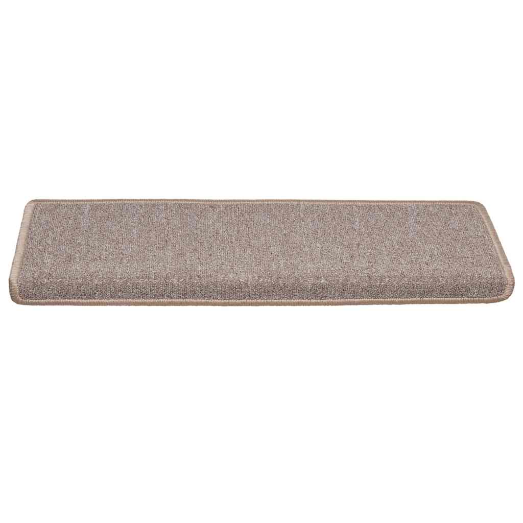 Tapetes de escada 30 peças 65x21x4 cm marrom claro com borda retangular