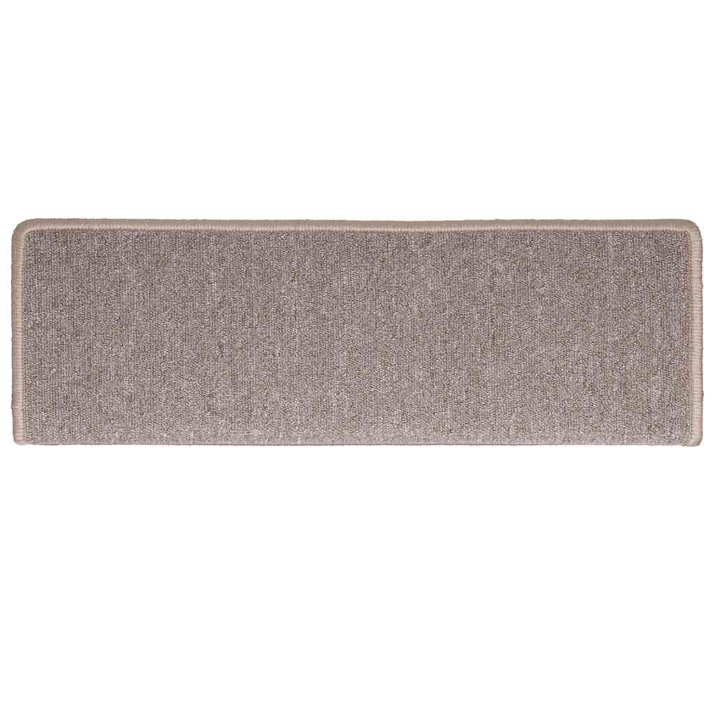 Tapetes de escada 30 peças 65x21x4 cm marrom claro com borda retangular