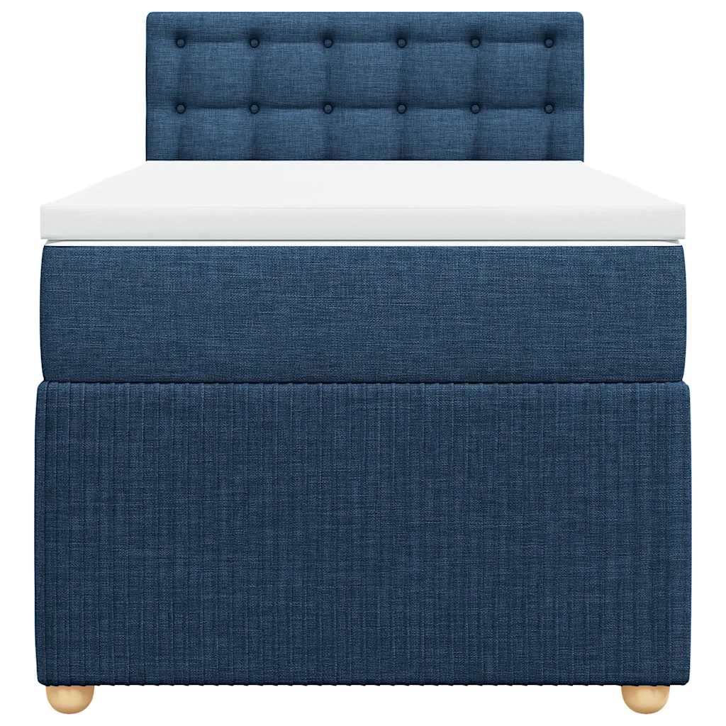 Cama com molas/colchão 90x190 cm tecido azul