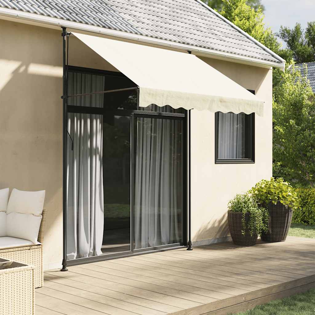 Toldo retrátil 250x150 cm tecido e aço cor creme