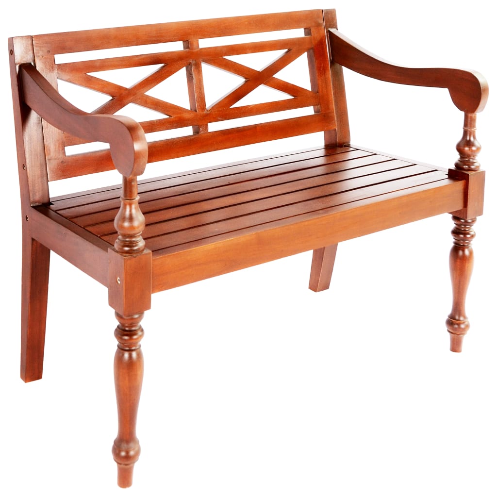 Banco batávia 98 cm madeira maciça de mogno castanho escuro