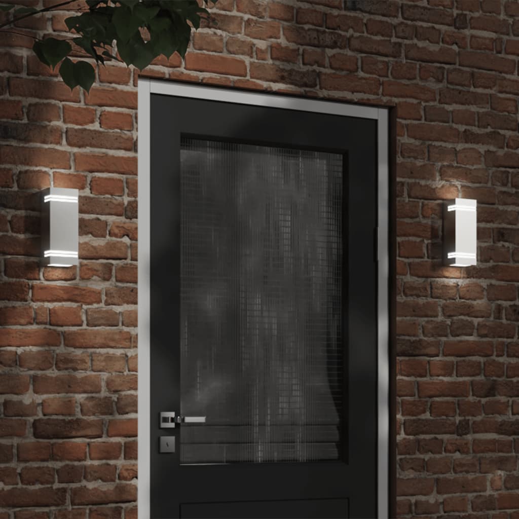 Candeeiros de parede p/ exterior 2 pcs aço inoxidável prateado