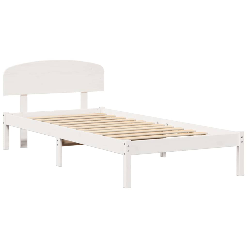 Estrutura da cama branco 75 x 190 cm madeira de pinheiro sólida