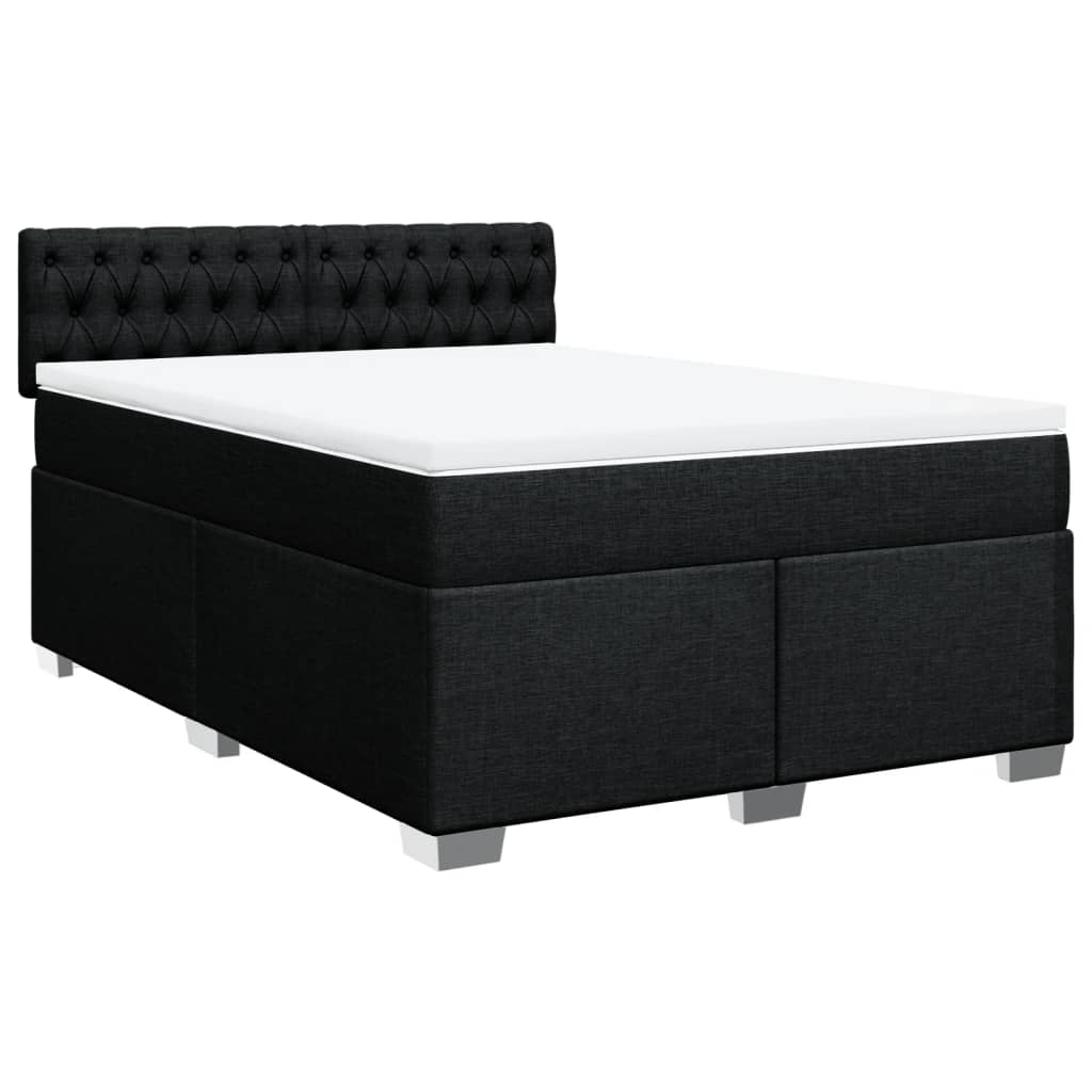 Cama com molas/colchão 140x190 cm tecido preto