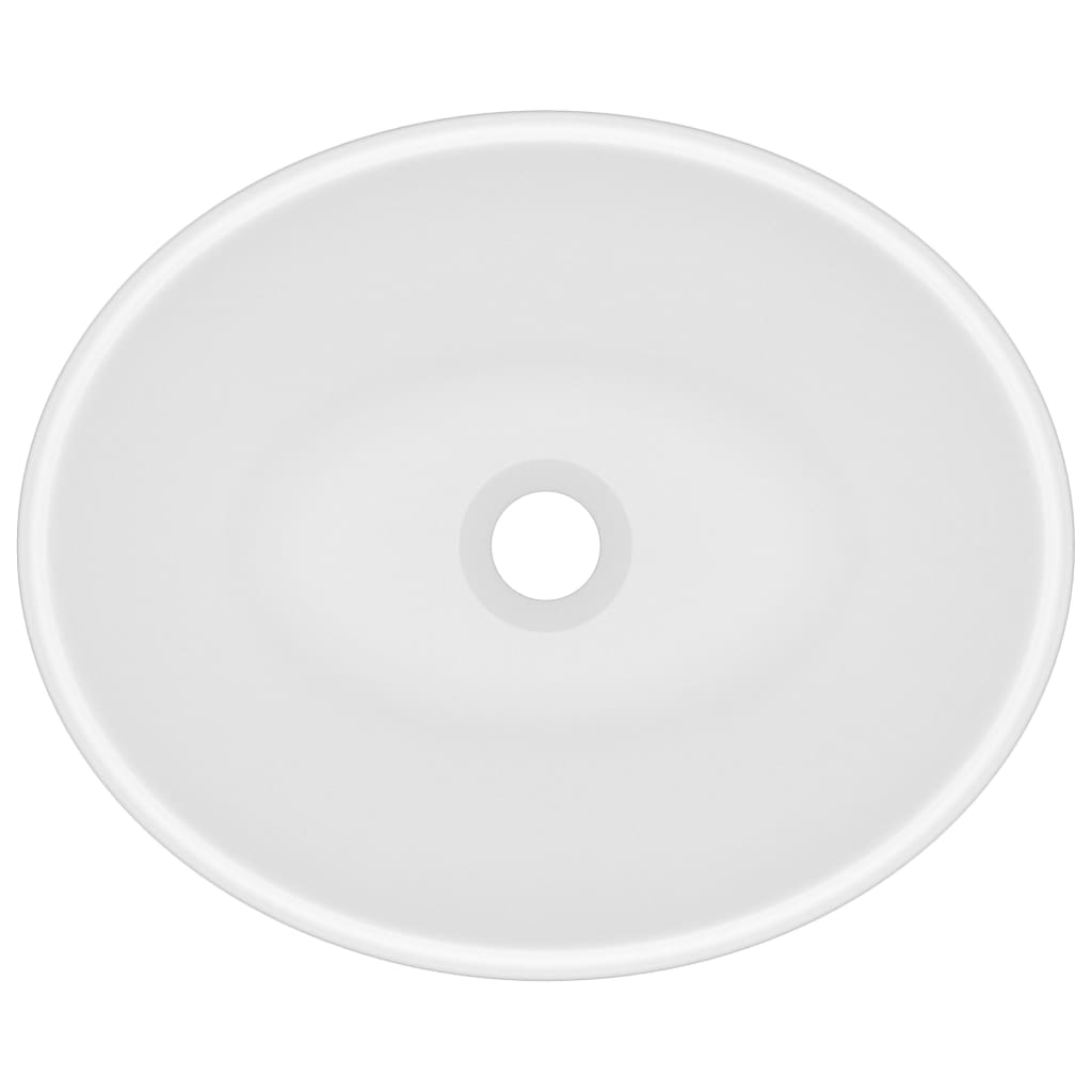 Lavatório luxuoso formato oval 40x33 cm cerâmica branco mate