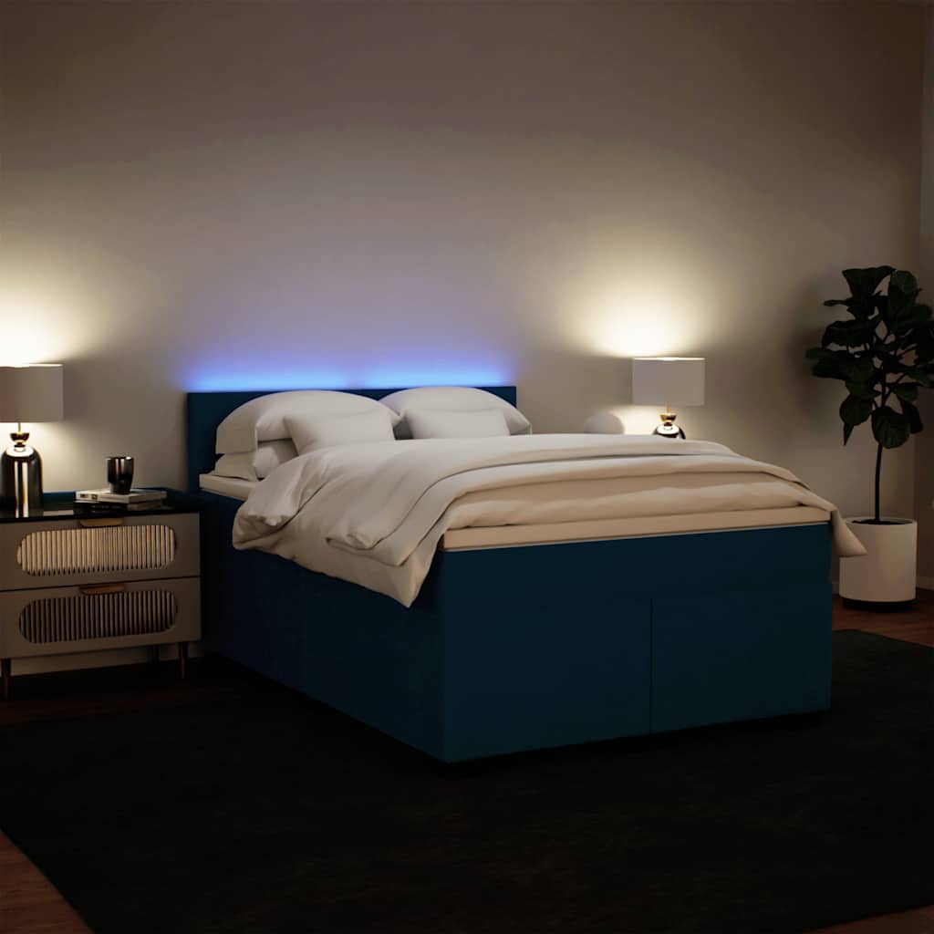 Cama com molas/colchão 160x200 cm veludo azul