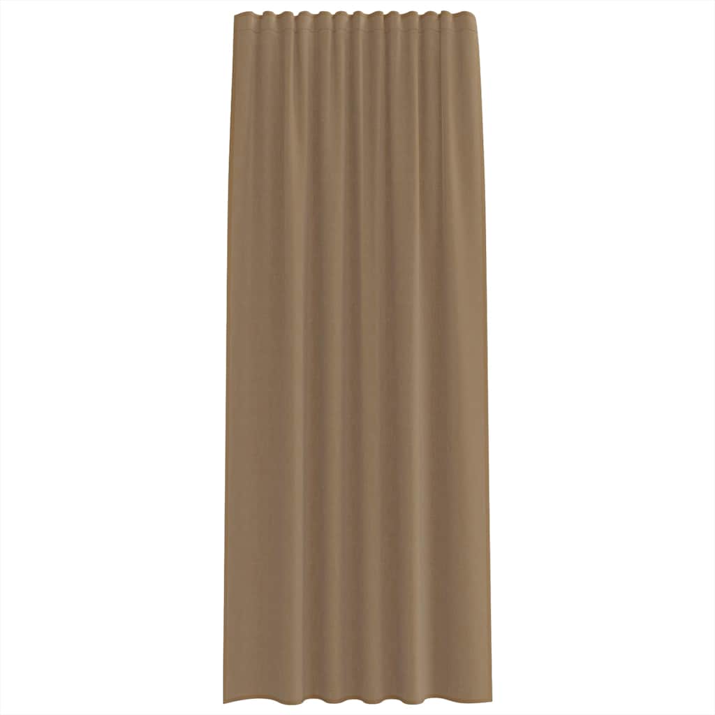 Cortinas de voile com bolsos para varão 2 pcs castanho-claro