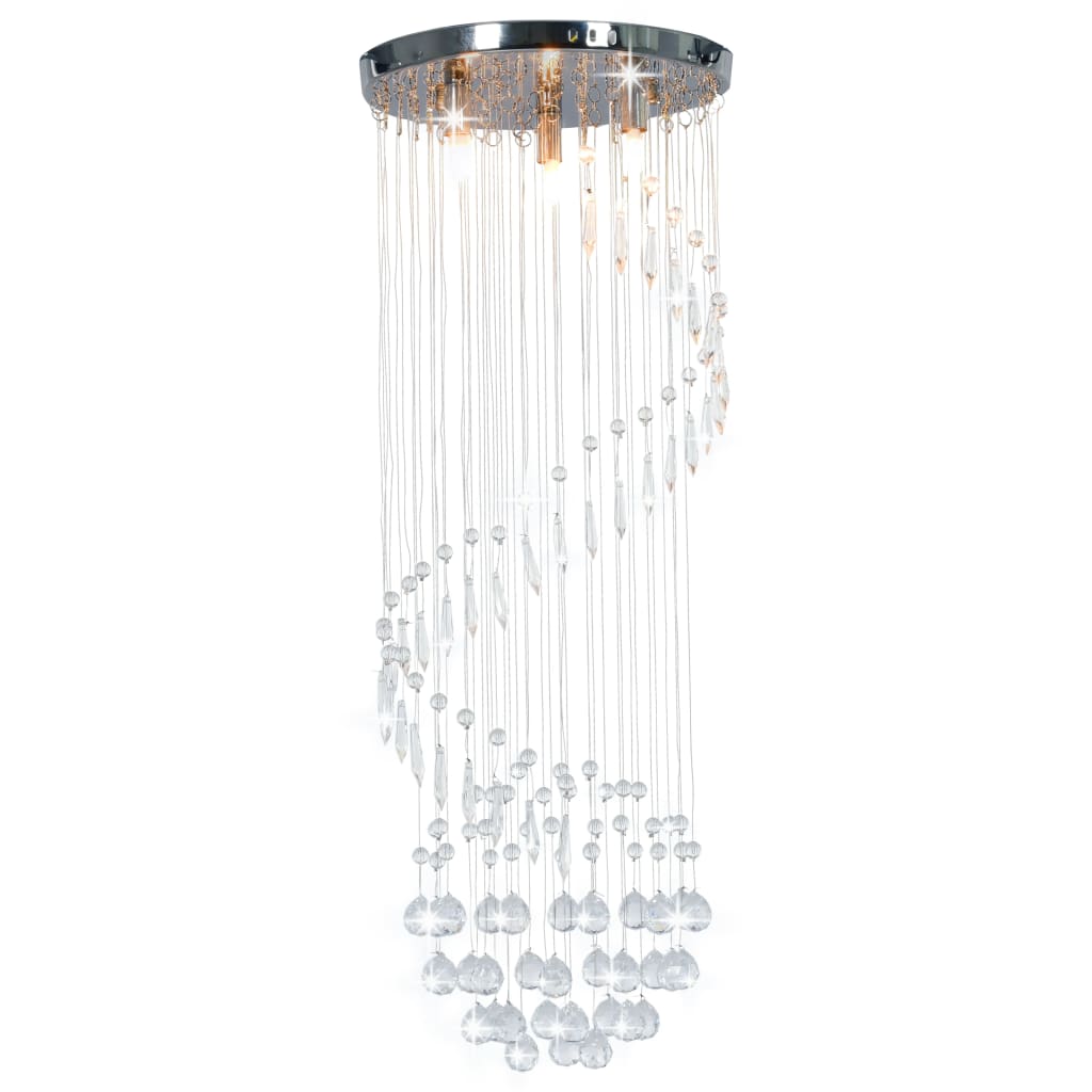 Candeeiro de teto com contas de cristal g9 espiral prateado