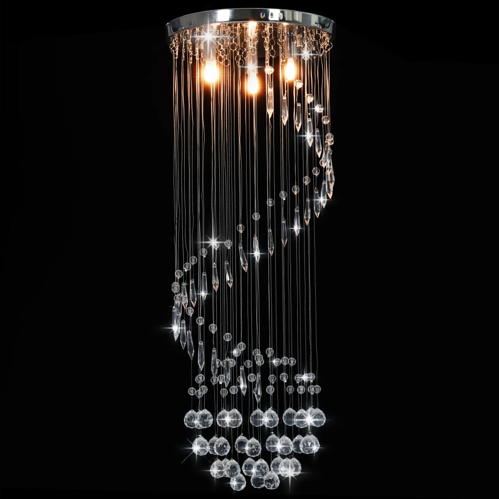 Candeeiro de teto com contas de cristal g9 espiral prateado