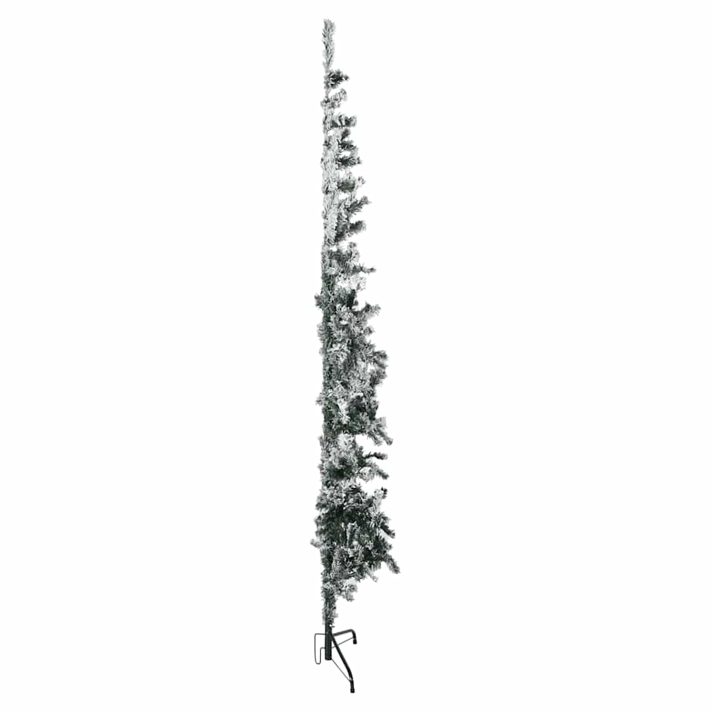 Meia árvore de natal fina com flocos de neve 210 cm