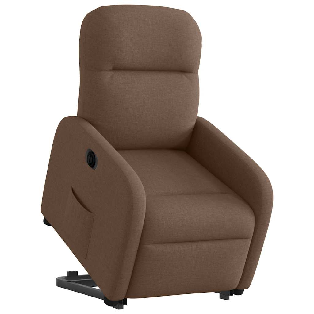 Poltrona reclinável elevatória elétrica tecido castanho