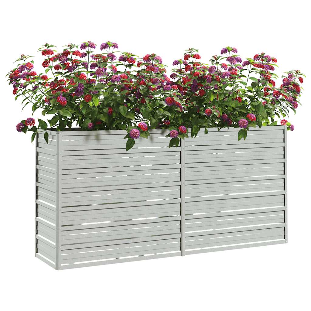 Canteiro elevado de jardim 160x40x77cm aço galvanizado prateado