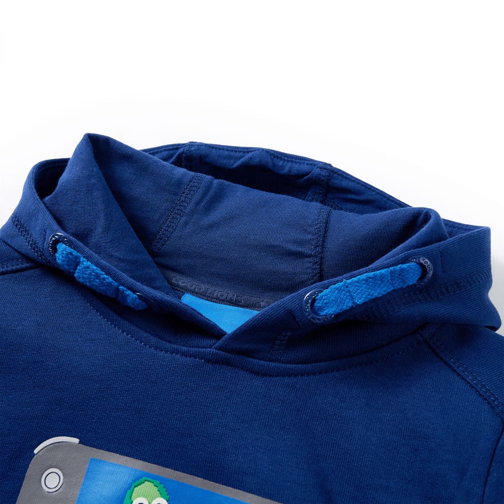 Sweatshirt para criança com capuz azul-escuro 116