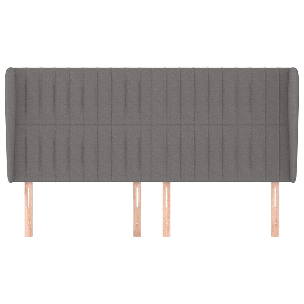 Cabeceira cama c/ abas tecido 203x23x118/128 cm cinzento-escuro