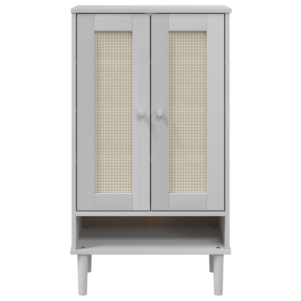 Sapateira senja aspeto vime 59,5x35x107cm madeira maciça branco