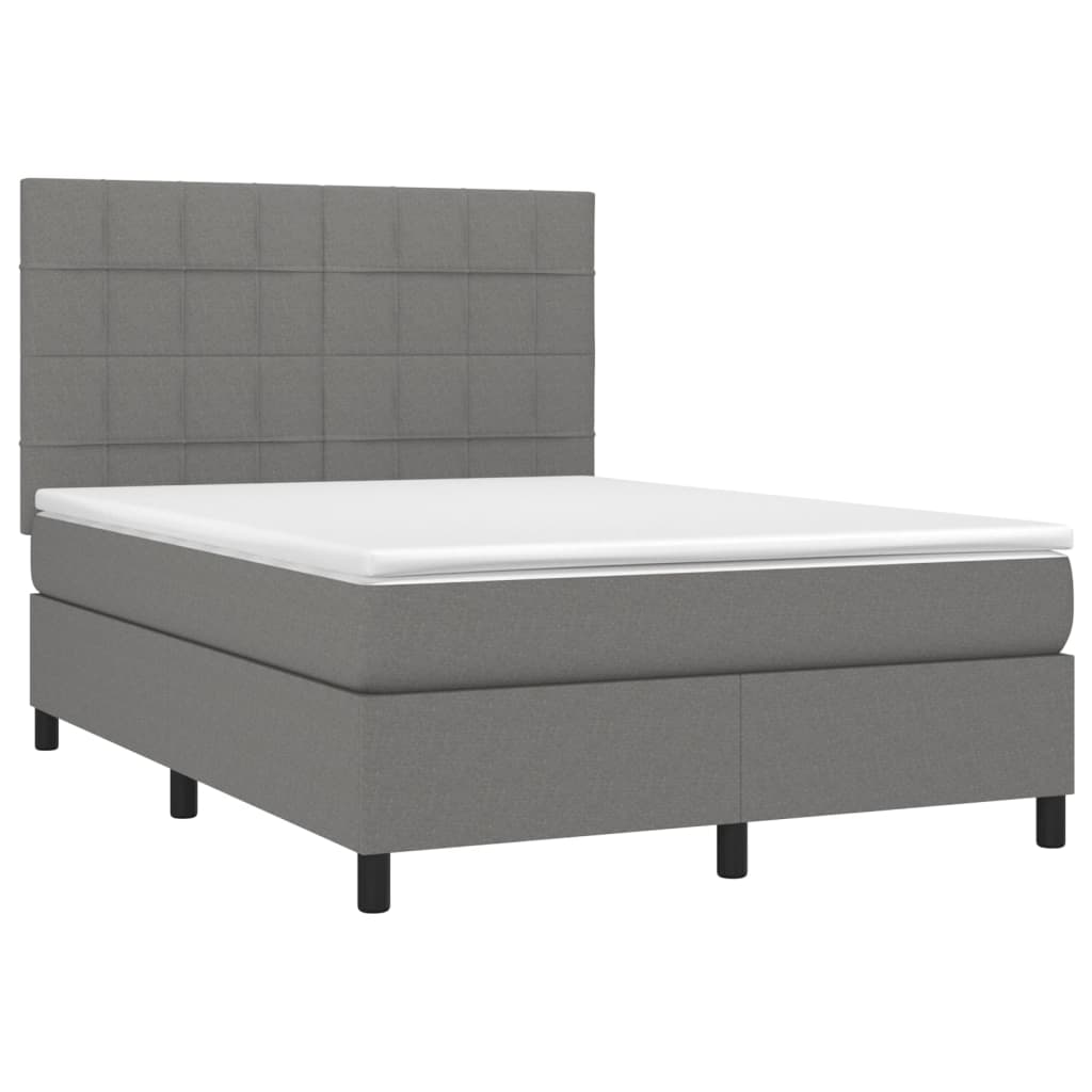 Cama com molas/colchão 140x190 cm tecido cinzento-escuro