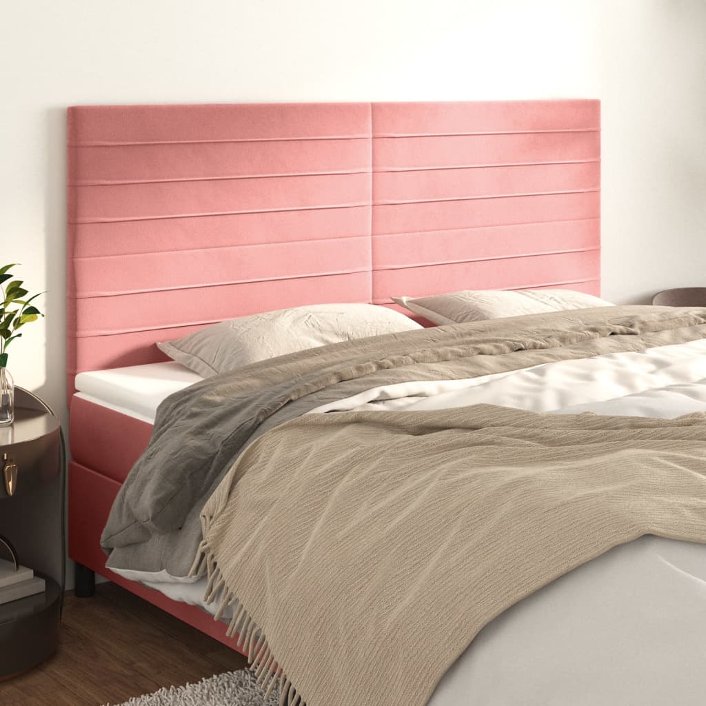 Cabeceira rosa 160x5x118/128 cm veludo