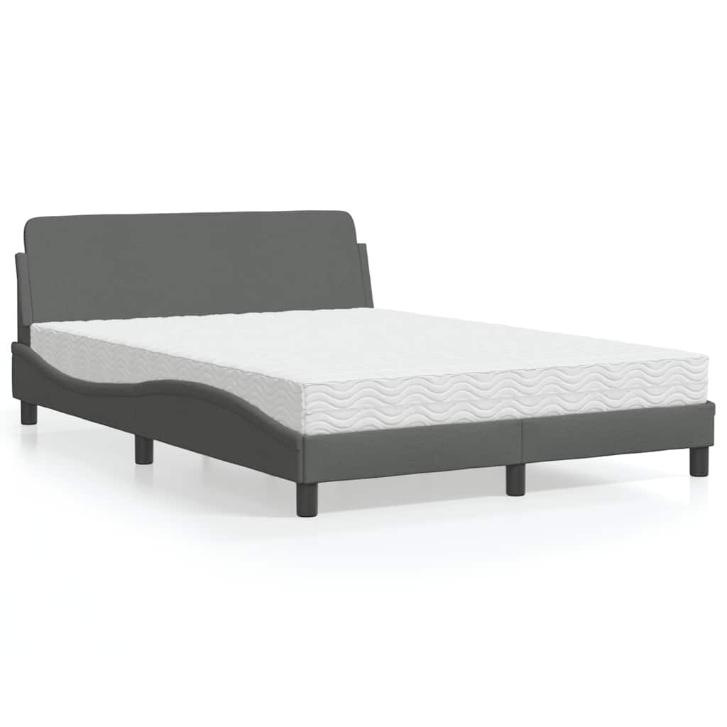 Cama com colchão dover 120x200 cm tecido cinzento-escuro