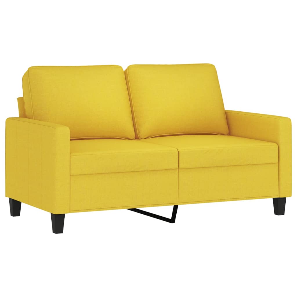 3 Pcs conjunto de sofás com almofadões tecido amarelo-claro