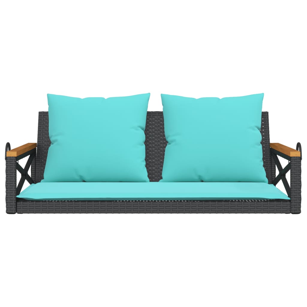 Banco baloiço com almofadões 109x62x40 cm vime PE preto